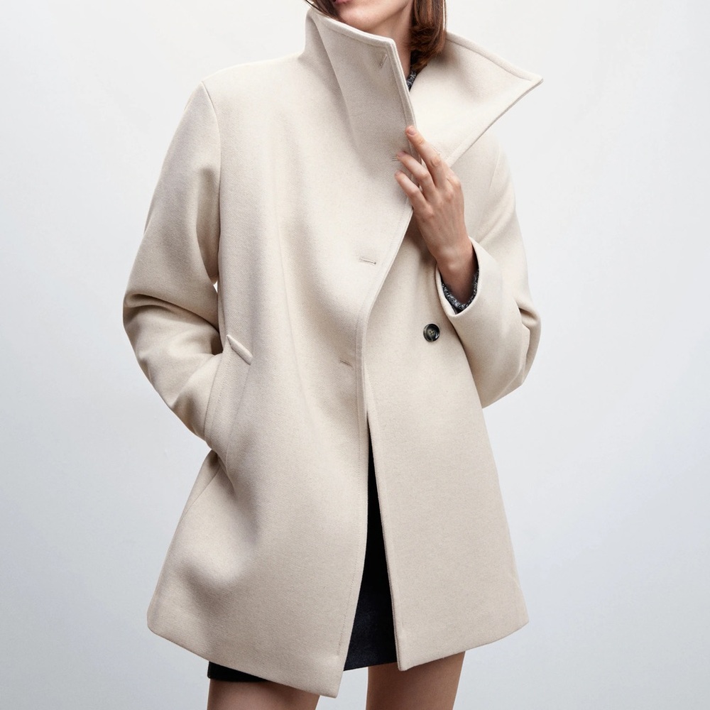 Mango Cream Pea Coat for Women